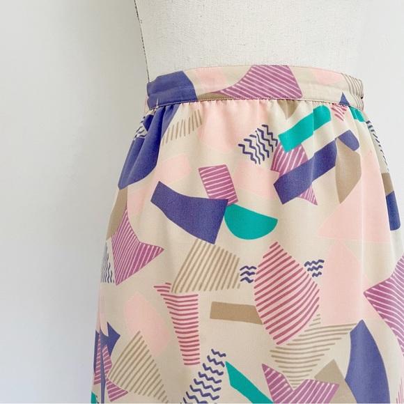 Vintage 80s Geometric Print Skirt - Picture 4 of 5